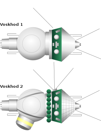 Image of the Voskhod 1 and 2 space capsules