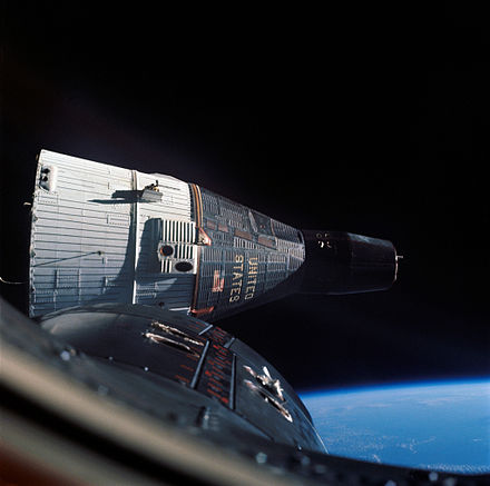 Photo of the Rendezvous of Gemini 6 and 7, December 1965